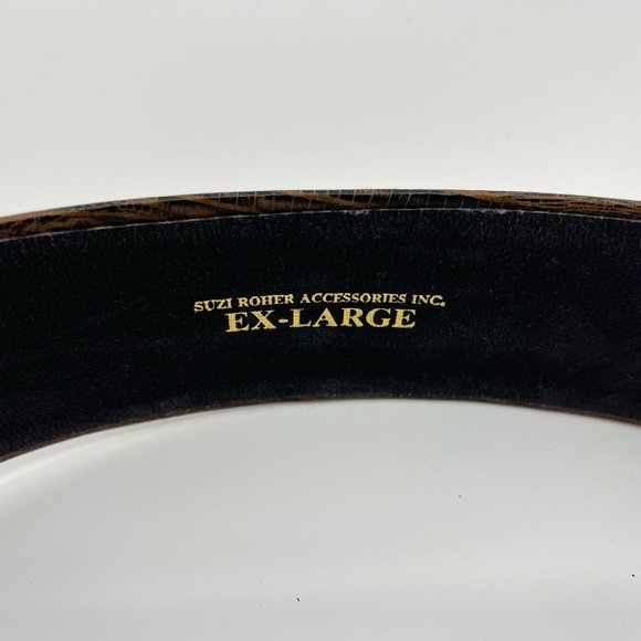 Vintage XL Suzi Roher Brown Embossed Leather Belt with  Faux Tortoise Buckle main image 9